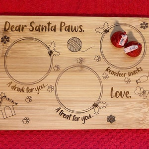 Dog and Cat Tray, Dear Santa Paws Christmas Tray, Milk and Cookies, Christmas Eve Tradition, Gift for Pets