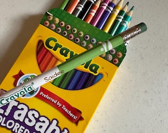Ships Fast, Personalized Crayola ERASABLE Colored Pencils, Back To School, Set of 12, Set of 24, Engraved Pencils, Gift for Kids