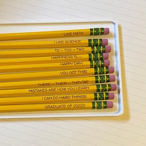 Ships FAST, Personalized Pencils, Custom Erasers, Inspirational Sayings, Back to School, Engraved Pencils, Student Gift, Ticonderoga Pencils