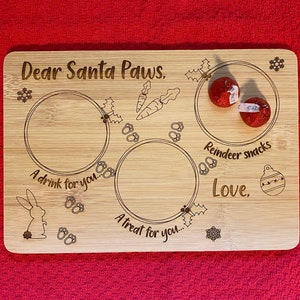 Bunny Tray, Dear Santa Paws Christmas Tray, Milk and Cookies, Christmas Eve Tradition, Gift for Rabbit