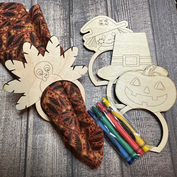 Fall DIY Kits, DIY for Kids, Napkin Ring, Crayon Kit, Thanksgiving Kit