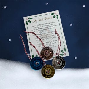 Bouton perdu du père Noël, bouton manquant, surprise de Noël, cadeau souvenir, ornement magique pour enfants, lettre du père Noël, personnalisation disponible