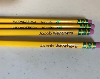 Personalized Pencils, Tri-Write Pencils, Personalized Erasers, Back to School, Engraved Pencils, Student Gift, Ticonderoga Pencils