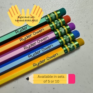 Ships FAST. Striped Pencils, Custom Engraved Pencils, Packs of 5 or 10, Back to School, School Supplies, Ticonderoga Pencil, Right and Left