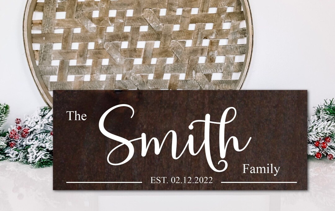 Custom Wooden Last Name Sign, Script Calligraphy Sign, Custom Gift for