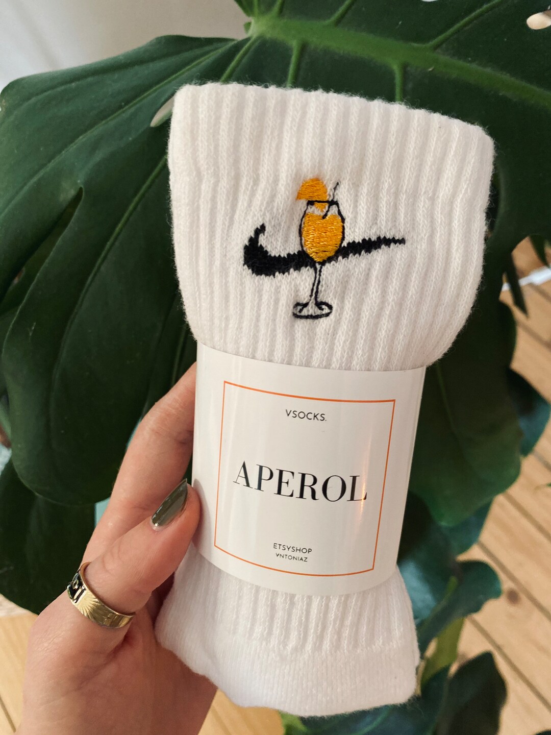 Hand Embroidered Aperol Spritz Socks Etsy