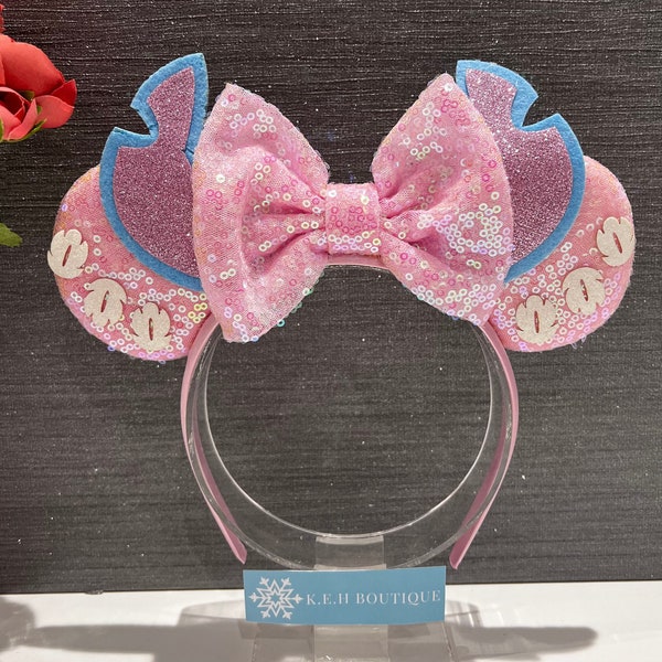 Lilo & Stitch Angel Pink Disney inspired Mickey Minnie Mouse ears headband