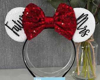 Future Mrs Engagement wedding bride groom Disney inspired Mickey Minnie Mouse ears headband