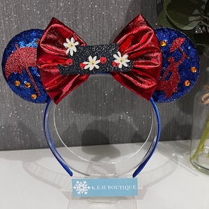 Mary Poppins Sequin Bow Disney inspired Mickey Minnie Mouse ears headband