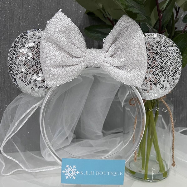 Novia Velo de boda Disney inspiró diadema de orejas de Mickey Minnie Mouse