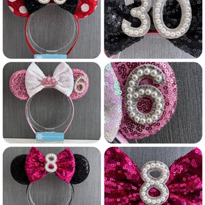 ADD ON Birthday celebration numbers Disney inspired Mickey Minnie Mouse ears headband. Listing is for numbers only to add on