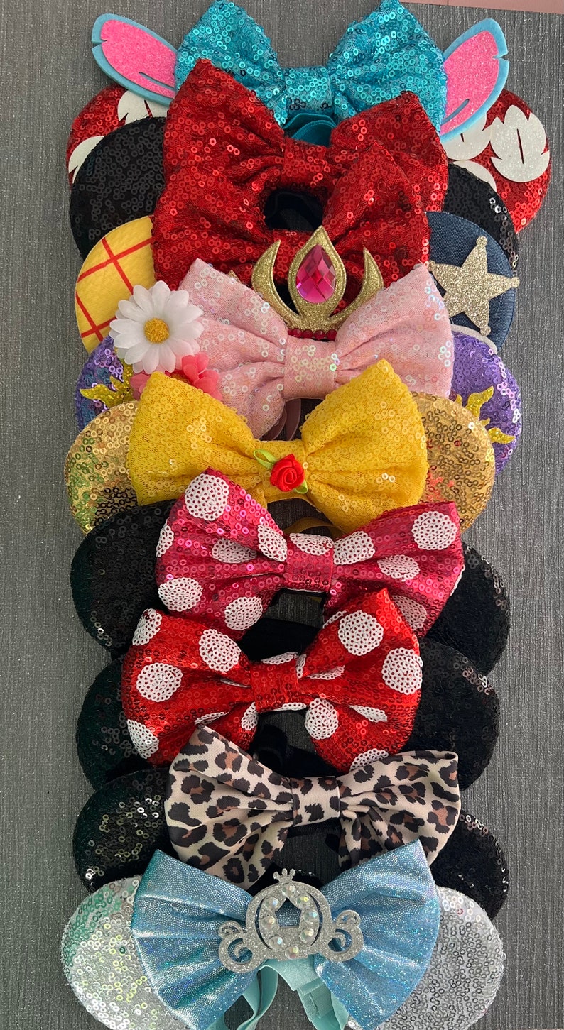 ADJUSTABLE adaptive strap Disney inspired Mickey Minnie Mouse ears baby child adult headband wrap, no headaches, foldable image 1