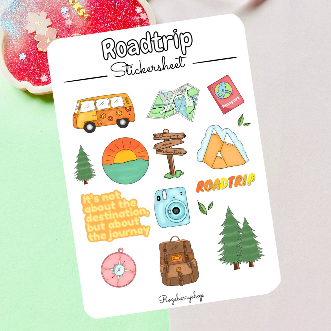 Roadtrip Sticker Sheet Vacation Decals Travel Stickers Etsy
