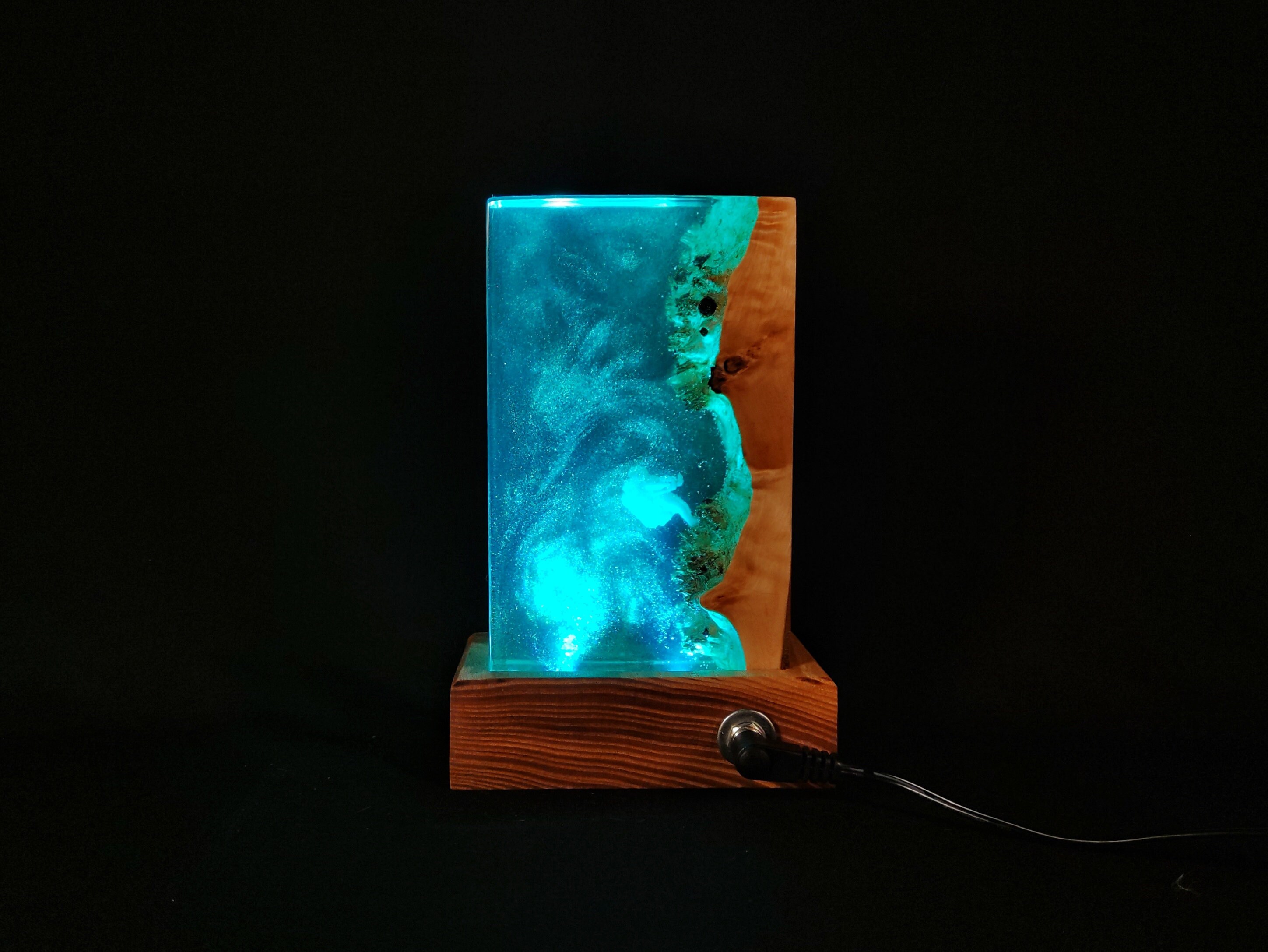 Space epoxy lamp Table resin lamp Resin wood lamp Led | Etsy