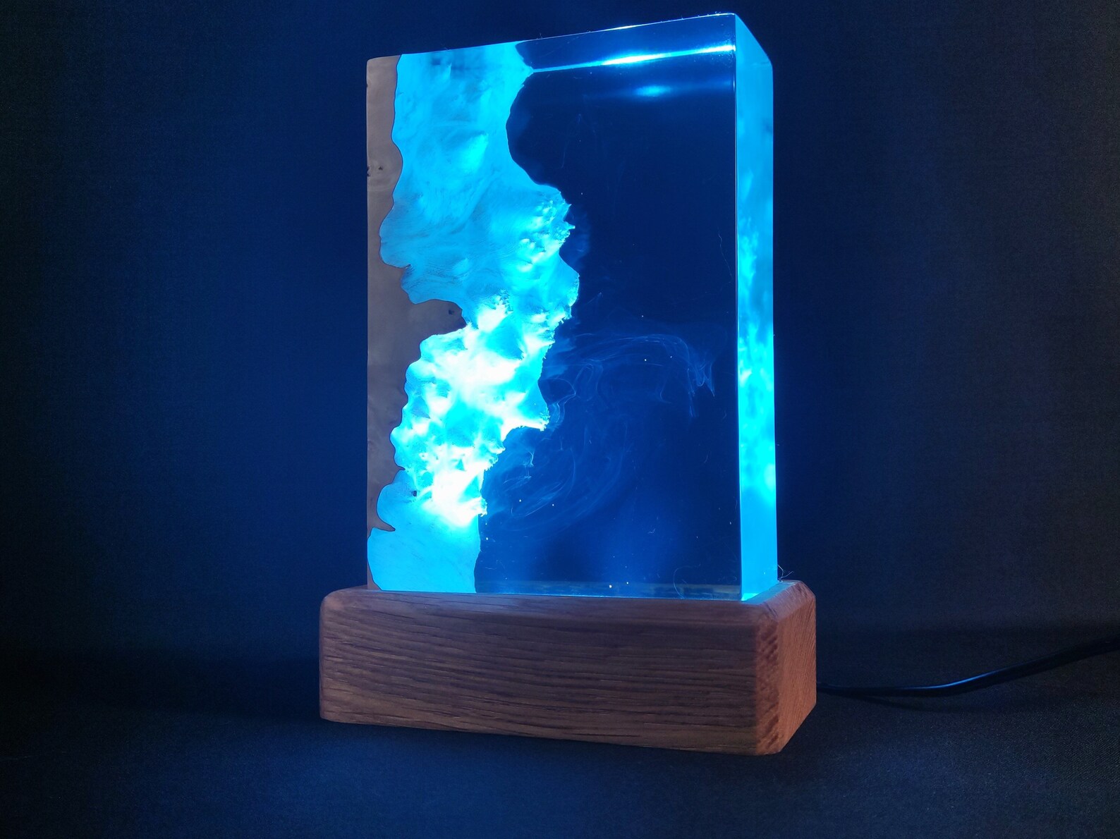 Table epoxy Lamp Unique lighting Lamp with wood resin Lamp Etsy