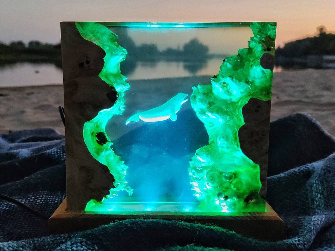 Ocean epoxy lamp Multicolor resin lamp Unique epoxy lamp Etsy