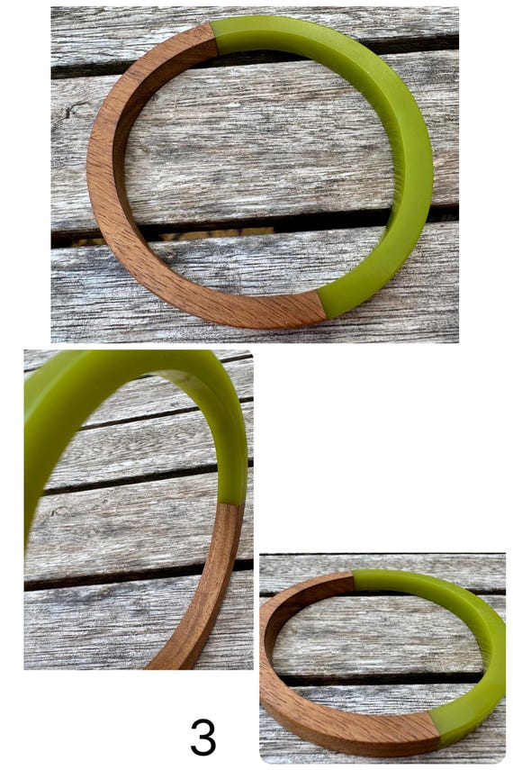 Retro Chunky Lucite Bangle: Red Geometric, Wide Y… - image 7