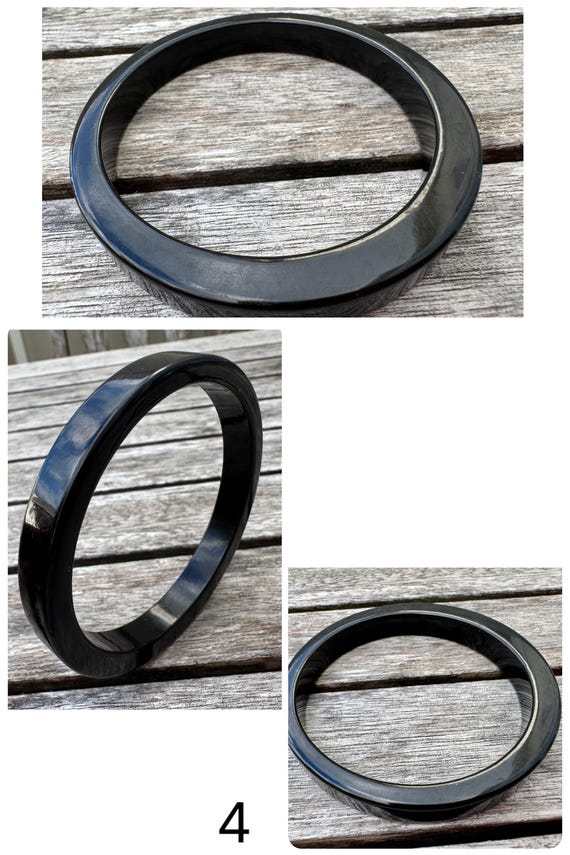 Retro Chunky Lucite Bangle: Red Geometric, Wide Y… - image 8