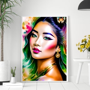 Geisha POSTER Wall Art en papel fotográfico brillante - disponible en varios tamaños