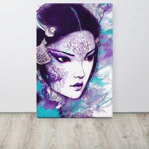 Geisha canvas print - Japanese digital wall art - wall decoration