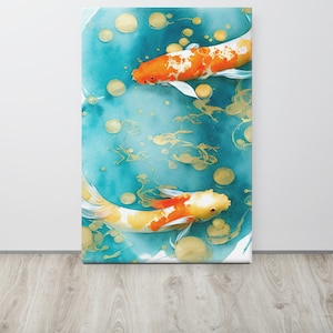 Koi Fish Canvas Print - Arte mural japonés, decoración mural japonesa