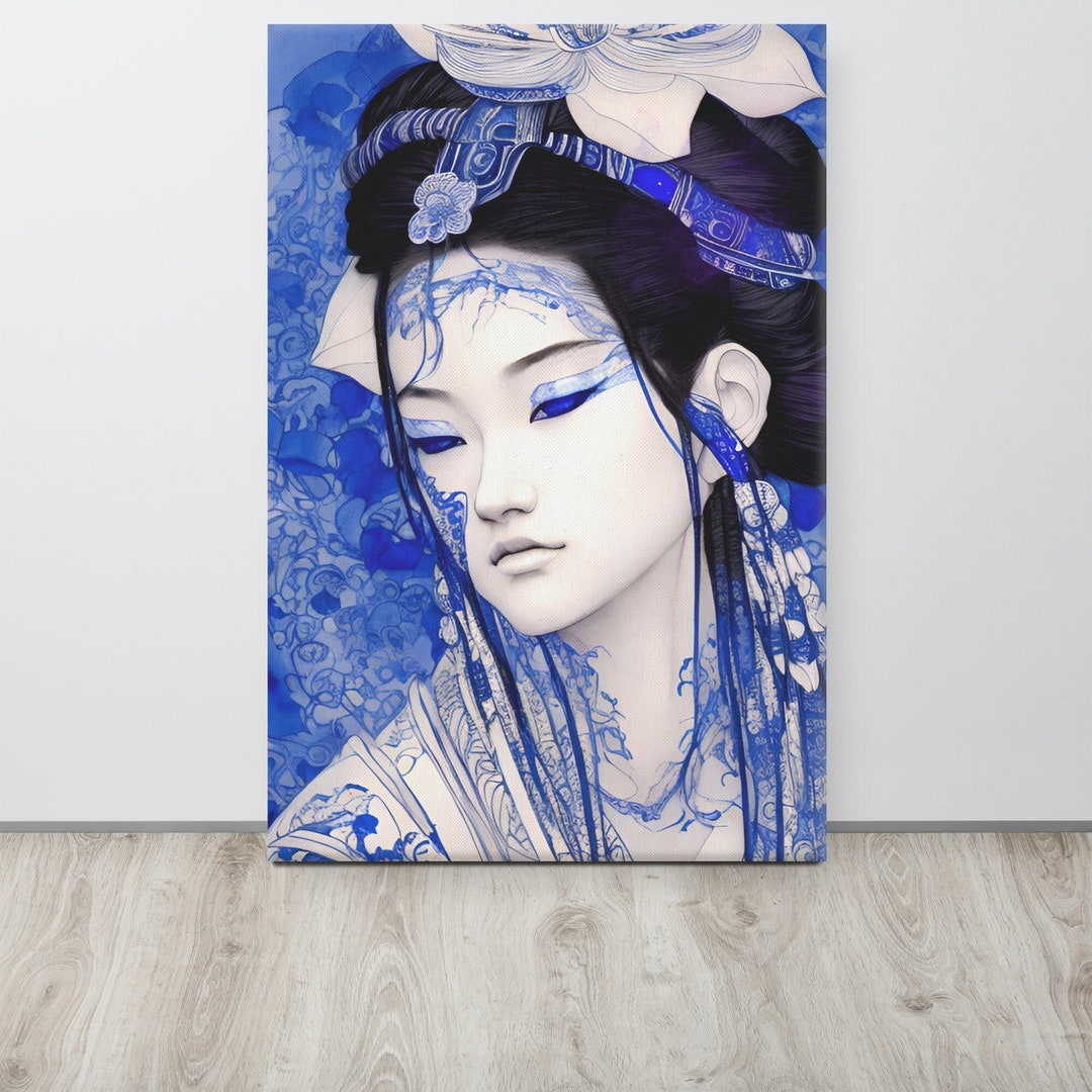 Japanese Geisha Samurai Canvas Print - Wall Art Print Deco - Etsy