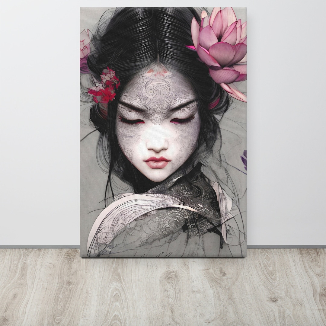 Geisha Canvas Print Digital Wall Art Print Wall Decoration Etsy