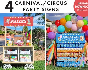 CARNIVAL CIRCUS Bundle Food Concessions Prizes & Tickets SIGNS Kids Birthday Party printable decor party games summer school pta pto fair