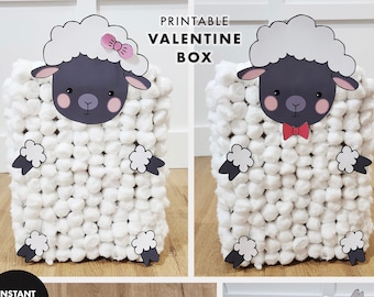 Sheep VALENTINE'S DAY BOX printable diy Kids Classroom Party class party school Valentine coloring page girls boys