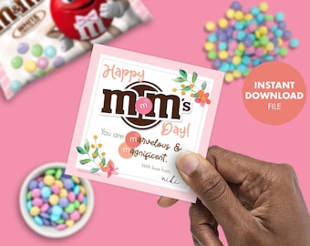 M&M's MOTHER'S DAY Tag Handout PRINTABLE digital ministering relief society handout label treat gift class mom chocolate