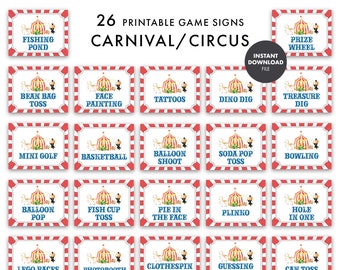 CARNIVAL CIRCUS Can Toss Game + Sign Kids Birthday Party printable digital decor party games summer school pta pto fair