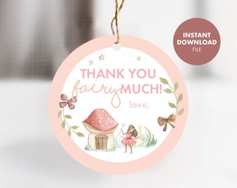 FAIRY Party Favor Tags Enchanted Forest Birthday Decorations Decor Instant Digital Download Printable Girl Fairy Garden Fairy baby shower