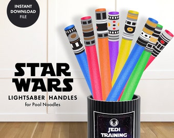 Lightsaber Handles STAR WARS Kids Birthday Party | Jedi Training Academy party games activities decor diy printable pool noodle