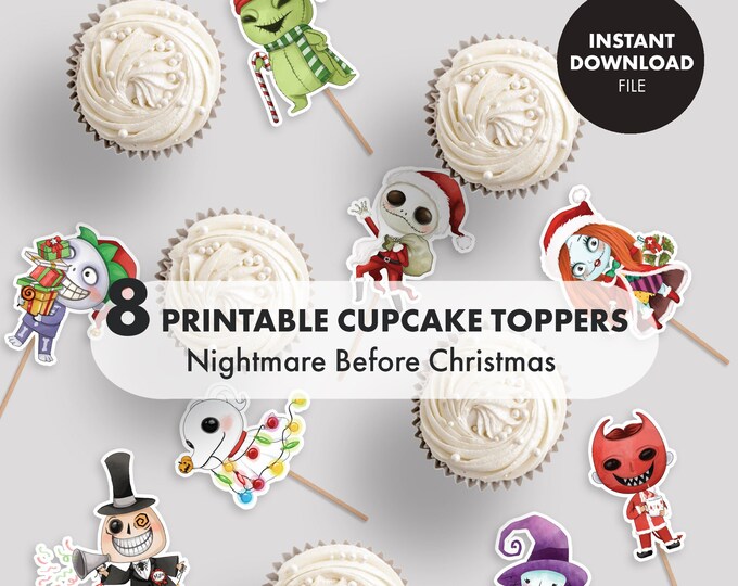 NIGHTMARE BEFORE CHRISTMAS Cupcake Toppers Cake Topper Printable Party ...