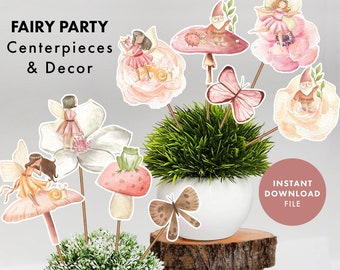 FAIRY CENTERPIECES Fairy party table decor Fairy birthday cake topper Fairies printable center pieces Fairy garden Party floral first