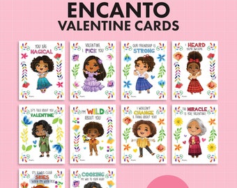 Encanto PRINTABLE VALENTINE Mirabel Isabela Antonio Dolores Luisa Valentine's Day Kids Party Classroom Gift Treat tag label