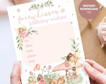 FAIRY Invitations Kids Birthday Party, Digital Party Invitations Instant Download Digital File Printable Enchanted Forest Woodland Whimsical