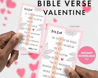 Bible Verse VALENTINE Bookmark PRINTABLE Christian Religious tag label Valentine's Day Scripture Gift Treat Ministering church John 3:16