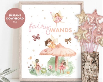 FAIRY Party Sign Birthday Activities Fairy Wands Birthday Games Girls Enchanted Forest Whimsical Party Games Activity Printable Woodland