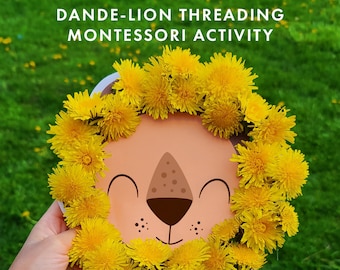 DANDELION THREADING Actividad Montessori imprimible niños actividades para niños pequeños hoja de trabajo preescolar aula lección de habilidades motoras finas