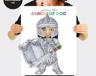 Girl ARMOR OF GOD Singing Time Game Printable Activity Religious Christian Kids Bible Lesson Homeschool Primary fhe School Church 16x20"