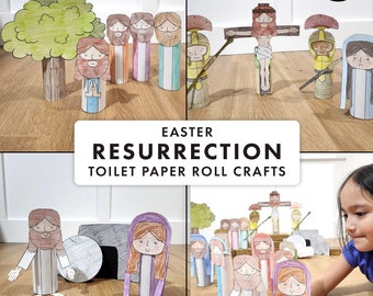 EASTER STORY Toilet Paper Craft Dolls Toddler Activity Bible Church Homeschool Resurrection CFM Jesus New Testament Christian Holy Week