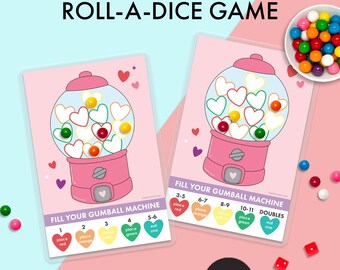 Roll a Dice VALENTINE'S DAY Educational GAME printable kids school classroom toddler activity homeschool preschool kindergarten math sheet