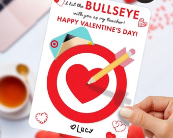 BULLSEYE TEACHER VALENTINE Teacher Gift Kids Party Treat Valentine's Day tag appreciation Printable Digital File Target