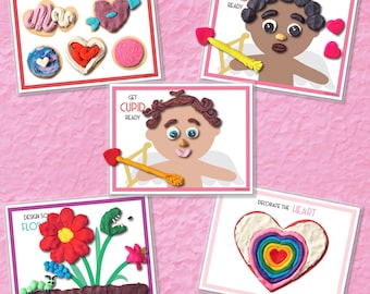 TAPIS DE PÂTE À modeler pour la Saint-Valentin : pâte à modeler Play Doh Playdoh, activités à imprimer pour les tout-petits d'âge préscolaire en classe, fiches d'exercices sur la motricité fine