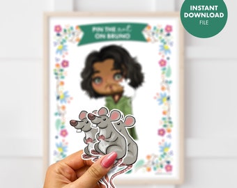 ENCANTO Kids Birthday Party Pin the Tail Game; party games instant download printable digital file Cinco de Mayo Pin the Rat on Bruno