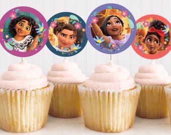 ENCANTO Girl Kids Birthday Cupcake Cake Toppers Digital Download Printable Party Favor Tags Decoration Mirabel Isabela Luisa Dolores Sisters