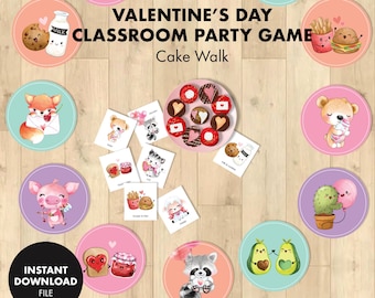 VALENTINE'S DAY Game Classroom Party Cake Walk Cupcake Walk Game Party Games Printable kids holiday Valentine vday class school birthday