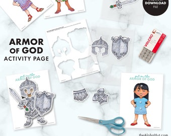 Girl ARMOR OF GOD Printable Activity Pages Religious Christian Kids Bible Quiet Book Lesson Homeschool Primary fhe Sunday School Church