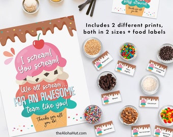 Ice Cream TEACHER APPRECIATION Poster Party Staff Appreciation Printable Digital gift nurse week school employee icecream week bar sweets